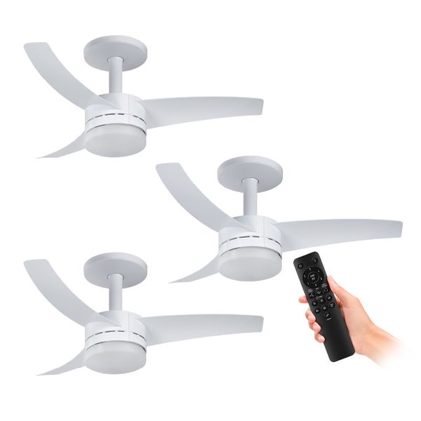 Kit 3 Ventiladores de Teto Arno Ultimate Bivolt Branco com 3 Pás e Controle Remoto VX13