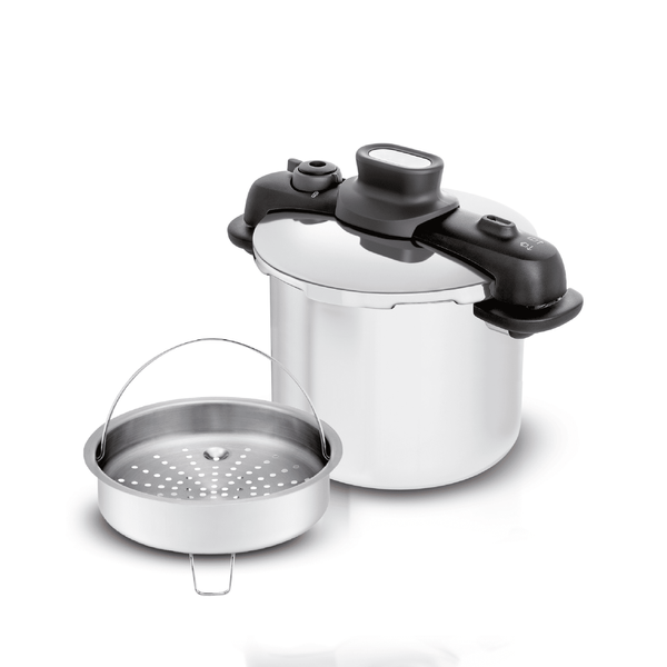 Panela de Pressão 7L Tefal Opti'Space em Inox com Fundo Triplo e Cesto de Vapor